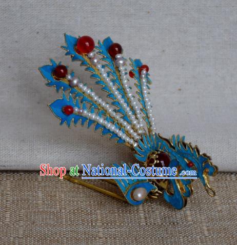 Chinese Qing Dynasty Agate Phoenix Hairpins Hair Accessories Ancient Handmade Hanfu Hair Clip for Women