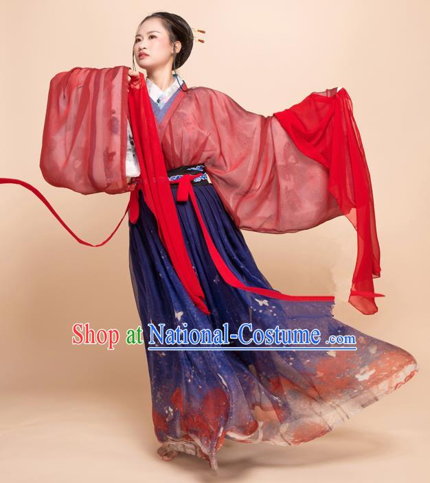 Traditional Chinese Ancient Jin Dynasty Princess Embroidered Costumes for Women