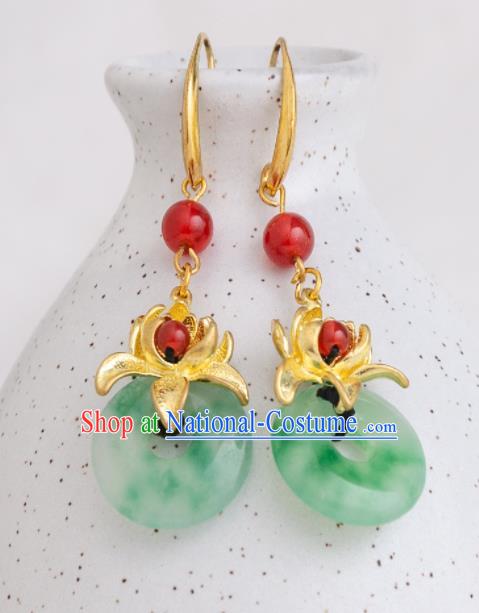 Asian Chinese Traditional Jewelry Accessories Hanfu Peace Buckle Earrings for Women