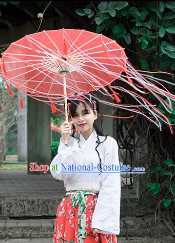 Chinese Traditional Red Paper Umbrella Ancient Swordswoman Oil-paper Umbrella for Women