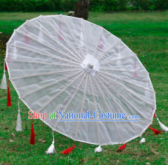 Chinese Traditional White Paper Umbrella Ancient Swordswoman Oil-paper Umbrella for Women