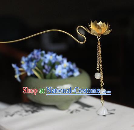 Chinese Ancient Hair Accessories Lotus Hair Clip Hanfu Handmade Hairpins for Women