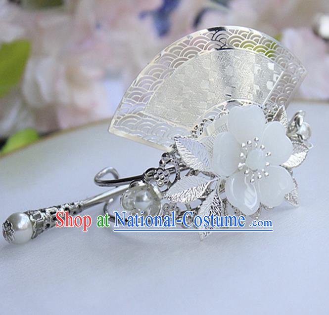 Chinese Ancient Hair Accessories Hanfu Fan-Shape Hairdo Crown Handmade Hairpins for Women