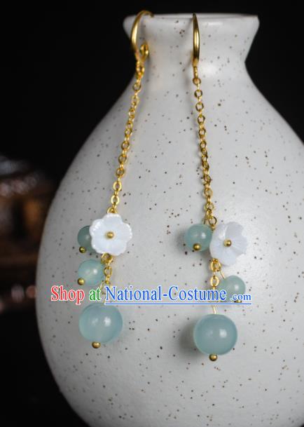 Asian Chinese Traditional Jewelry Accessories Hanfu Green Beads Earrings for Women