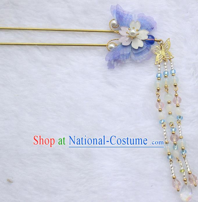 Chinese Ancient Hair Accessories Hanfu Butterfly Step Shake Handmade Hairpins for Women