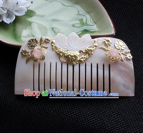 Chinese Ancient Hair Accessories Classical Shell Hair Comb Hanfu Handmade Hairpins for Women