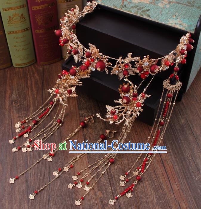 Chinese Ancient Bride Hair Accessories Classical Hair Clasp Hanfu Handmade Hairpins for Women