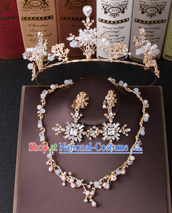 Top Grade Bride Hair Accessories Wedding Crystal Royal Crown and Earrings for Women