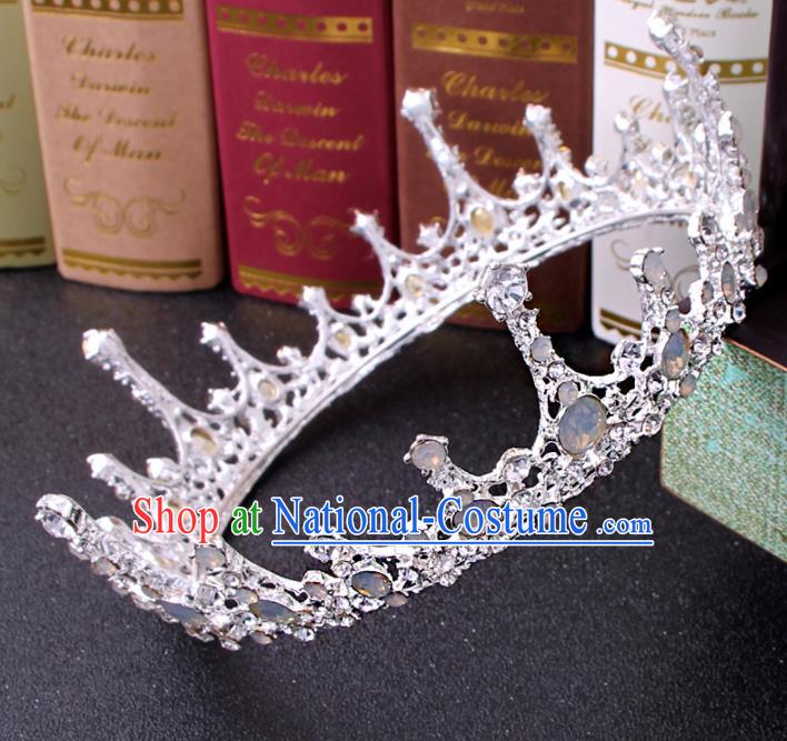 Top Grade Bride Hair Accessories Wedding Baroque Queen White Royal Crown for Women