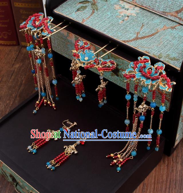 Chinese Handmade Ancient Hair Accessories Bride XiuHe Suit Hair Clips Hanfu Hairpins for Women