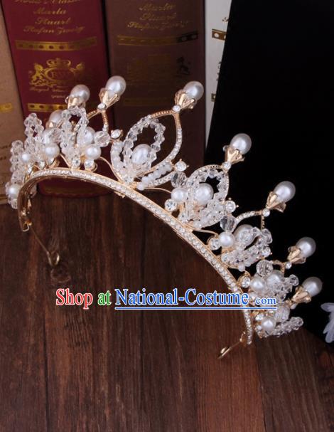 Top Grade Bride Hair Accessories Wedding Baroque Queen Beads Royal Crown for Women