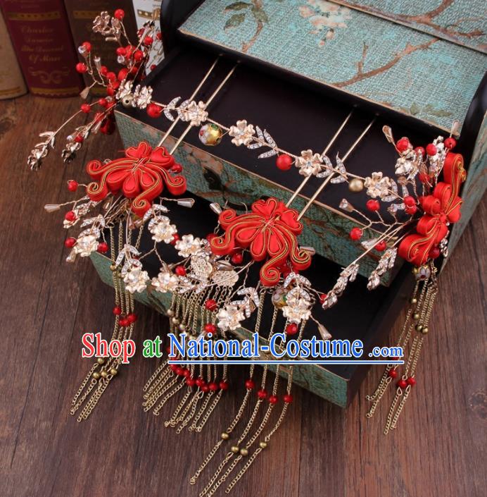 Chinese Handmade Ancient Hanfu Hair Accessories Bride XiuHe Suit Hair Clasp Hairpins for Women