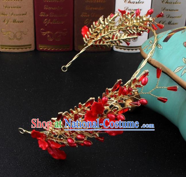 Top Grade Bride Hair Accessories Wedding Red Hair Clasp for Women