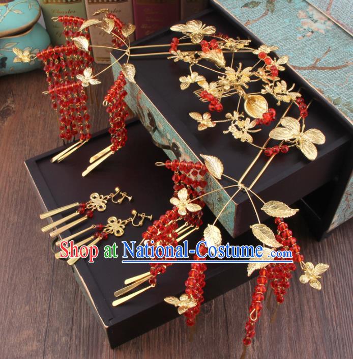 Chinese Handmade Ancient XiuHe Suit Hair Accessories Bride Hair Clips Hairpins for Women