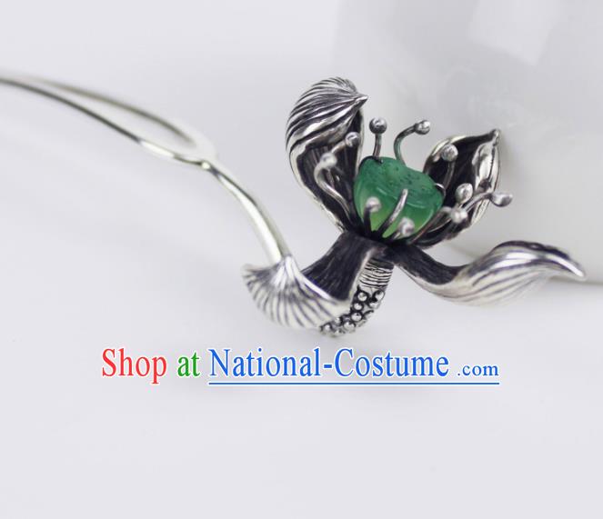 Chinese Ancient Handmade Sliver Lotus Hairpins Hair Accessories Hair Clips for Women