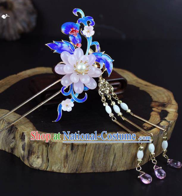 Chinese Ancient Handmade Palace Hanfu Hairpins Hair Accessories Blueing Hair Clip for Women