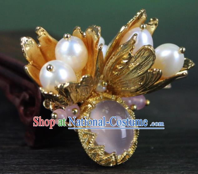 Chinese Ancient Handmade Palace Hanfu Hairpins Hair Accessories Pearls Hair Claw for Women