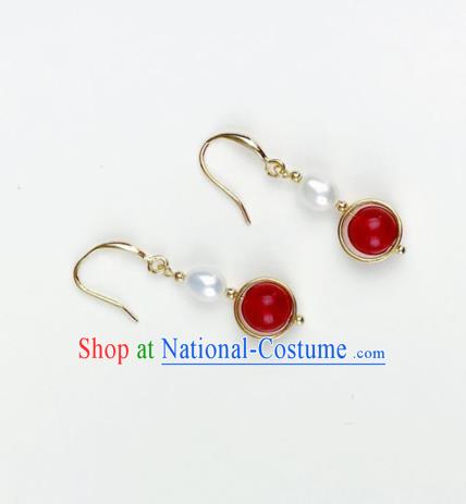 Top Grade Chinese Jewelry Accessories Wedding Hanfu Red Earrings for Women