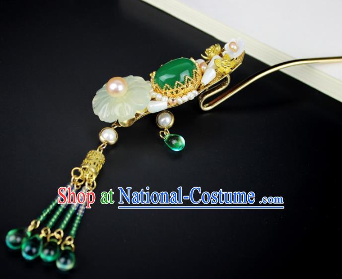 Chinese Ancient Handmade Hanfu Jade Hair Clip Hairpins Hair Accessories for Women