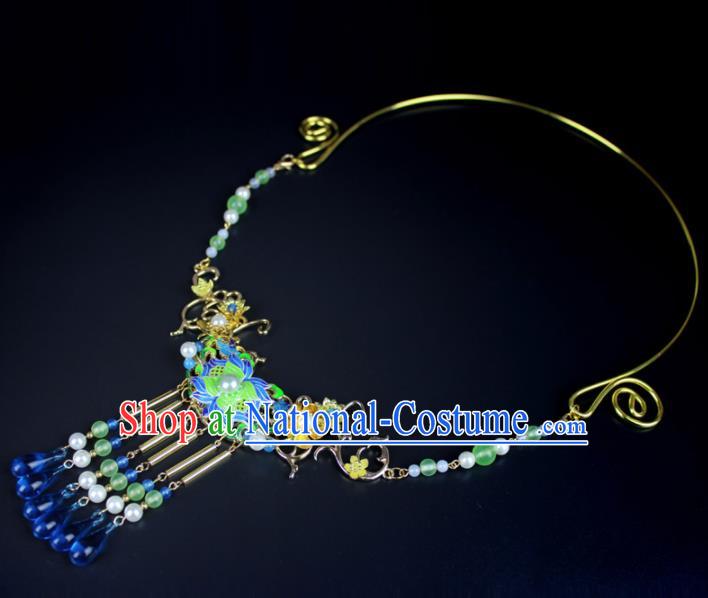 Top Grade Chinese Jewelry Accessories Wedding Hanfu Blueing Necklace for Women