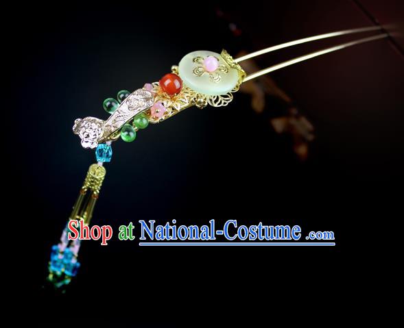 Chinese Ancient Handmade Hanfu Tassel Hair Clip Ebony Hairpins Hair Accessories for Women