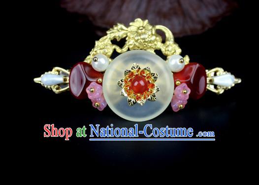 Chinese Ancient Handmade Hanfu Jade Hair Clip Agate Hairpins Hair Accessories for Women