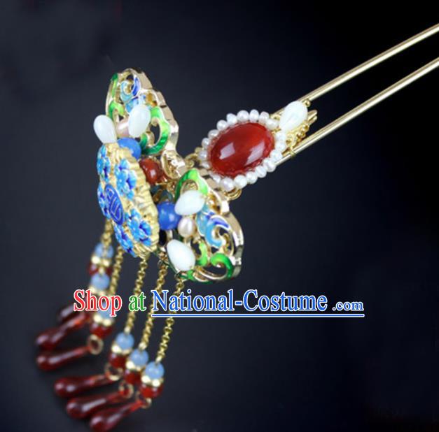 Chinese Ancient Handmade Hanfu Hair Clip Blueing Hairpins Hair Accessories for Women