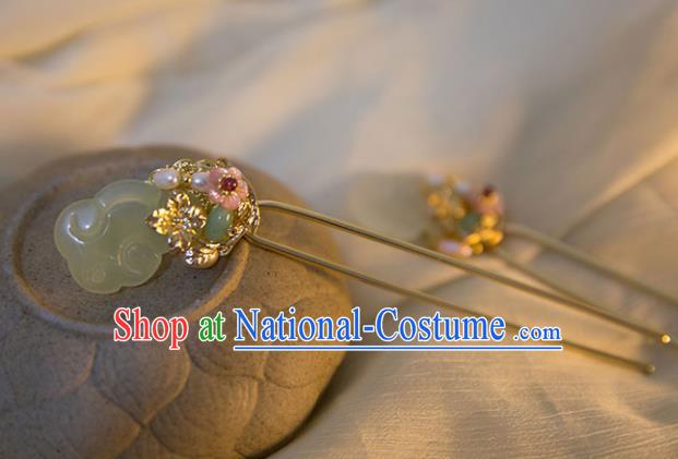 Chinese Ancient Handmade Hanfu Jade Hairpins Hair Accessories for Women