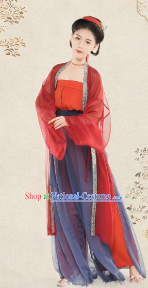 Top Grade Chinese Ancient Costumes Song Dynasty Young Lady Hanfu Dress for Women