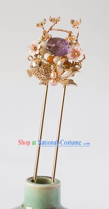 Chinese Ancient Handmade Hanfu Goldfish Hairpins Hair Accessories for Women