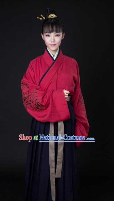 Top Grade Chinese Ancient Young Lady Costumes Han Dynasty Swordswoman Hanfu Dress for Women