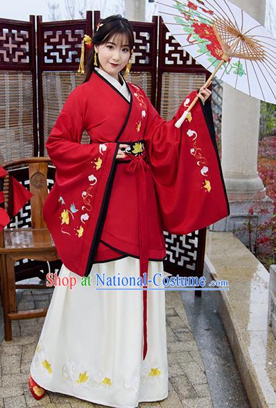 Chinese Ancient Palace Lady Hanfu Han Dynasty Imperial Concubine Queen Embroidered Costumes