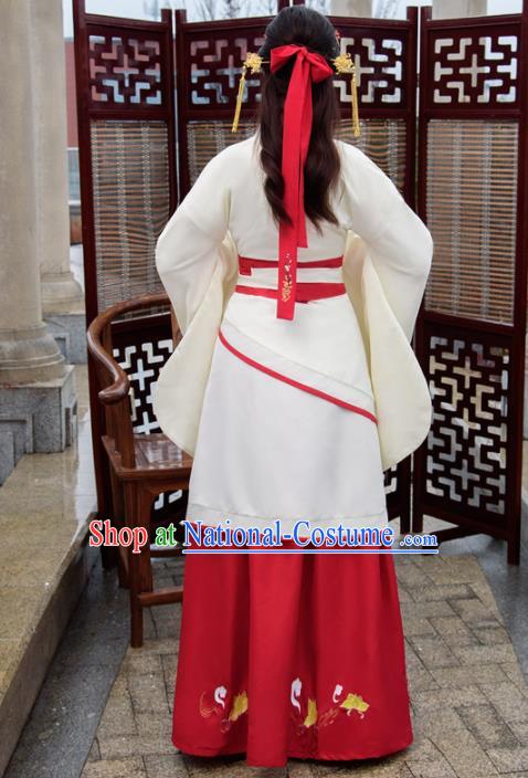 Chinese Ancient Palace Lady Hanfu Han Dynasty Imperial Concubine Queen Embroidered Costumes