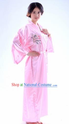 Traditional Japanese Costumes Asian Japan Kimono Pink Silk Yukata for Women