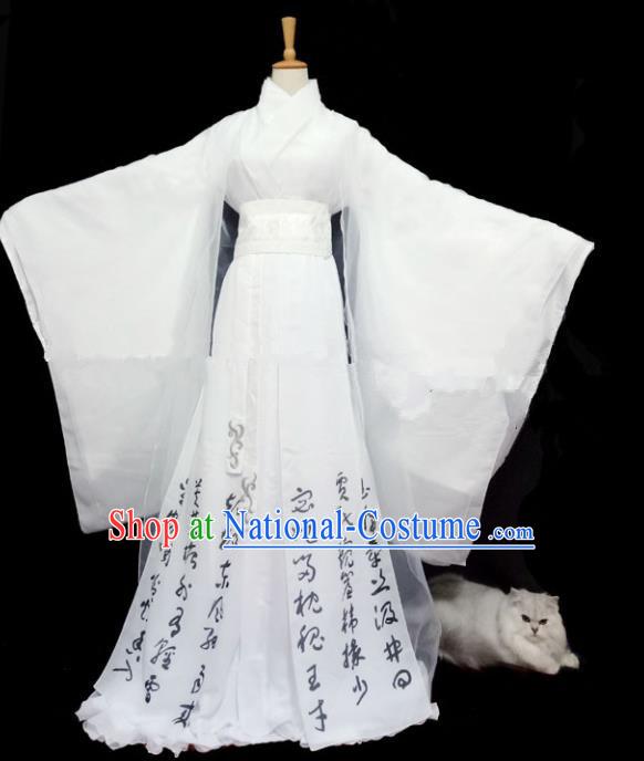 Chinese Ancient Cosplay Peri Costumes Traditional Han Dynasty Princess White Hanfu Dress for Women