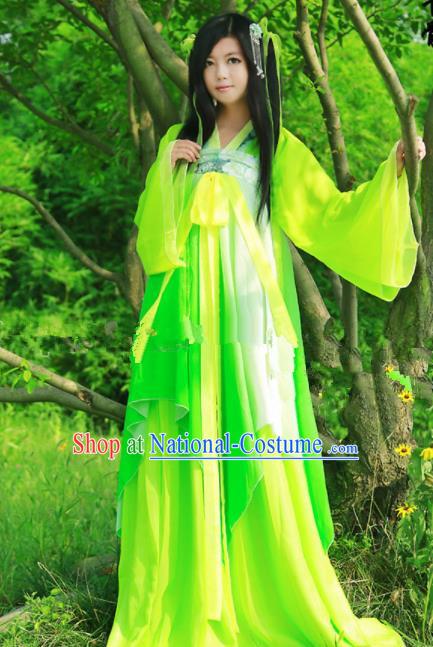 Chinese Ancient Cosplay Peri Green Hanfu Dress Traditional Tang Dynasty Swordswoman Costume for Women