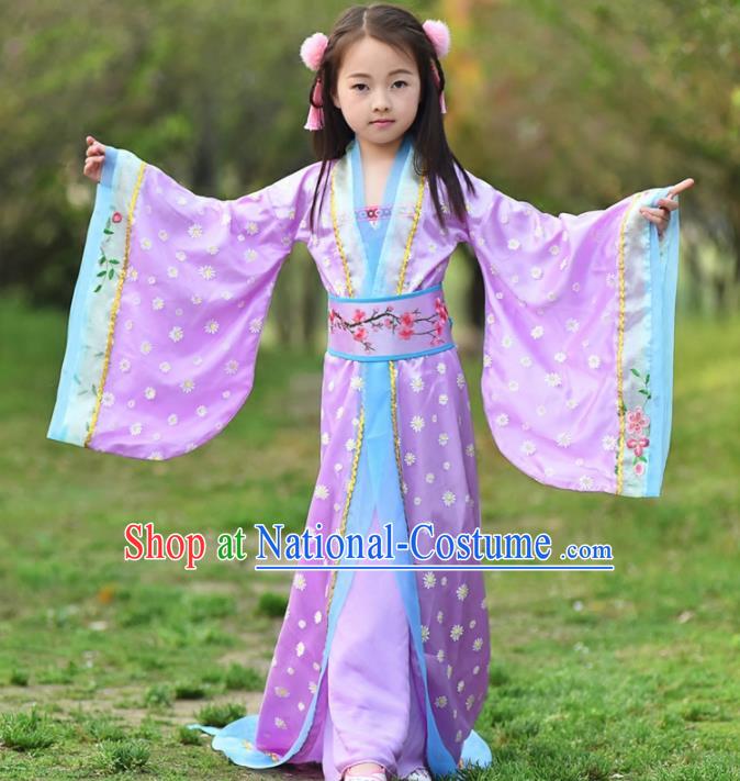 Chinese Ancient Tang Dynasty Princess Costumes Traditional Hanfu Dress for Kids