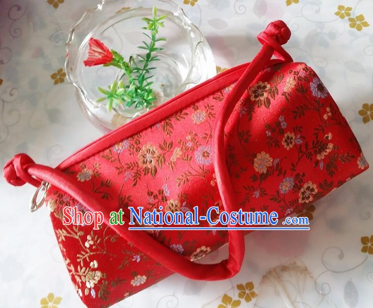 Traditional Chinese Brocade Bag Red Silk Handbag for Women