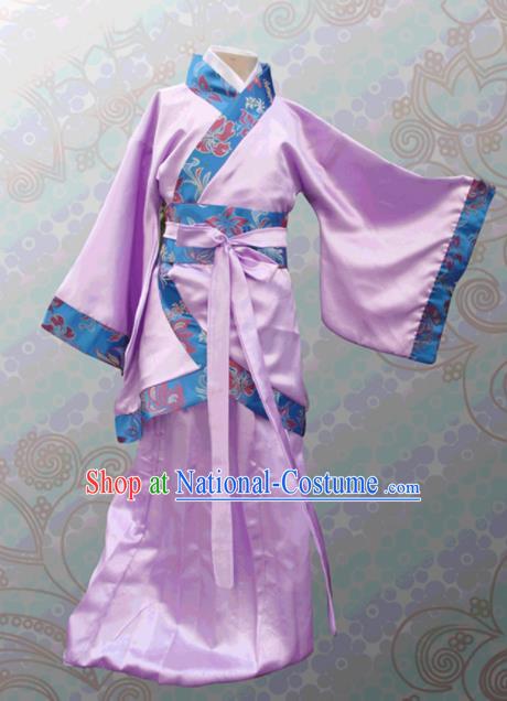 Chinese Ancient Fairy Lilac Hanfu Dress Han Dynasty Princess Costume for Kids