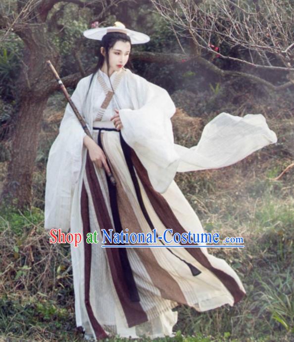 Chinese Ancient Swordsman Costumes Traditional Jin Dynasty Hanfu Dress for Women