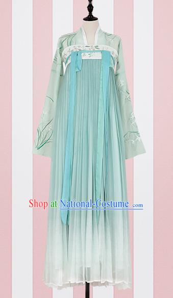 Chinese Ancient Costumes Traditional Tang Dynasty Princess Green Hanfu Dress for Women