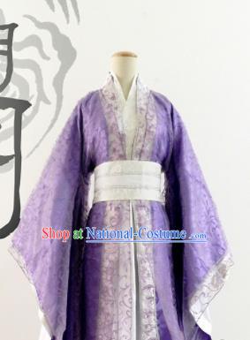 Chinese Ancient Cosplay Female Swordsman Purple Hanfu Dress Traditional Han Dynasty Imperial Consort Costume for Women