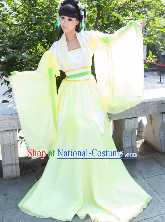 Chinese Ancient Cosplay Peri Goddess Green Hanfu Dress Traditional Tang Dynasty Princess Costume for Women