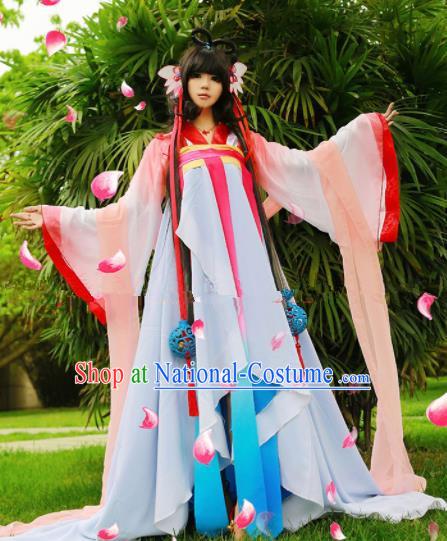 Chinese Ancient Cosplay Peri Goddess Hanfu Dress Traditional Tang Dynasty Princess Costume for Women