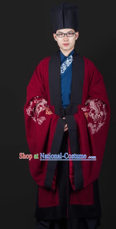 Chinese Ancient Cabinet Minister Clothing Traditional Ming Dynasty Swordsman Costume for Men