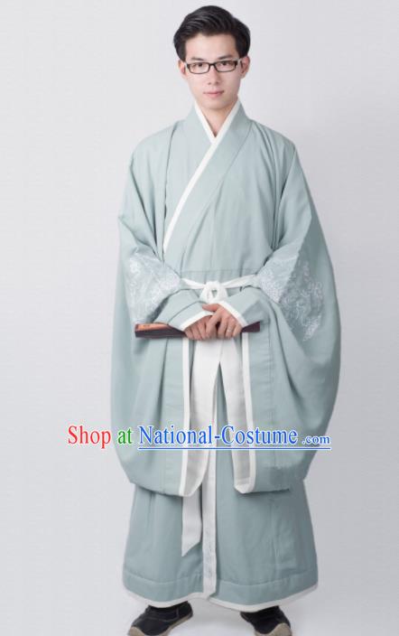 Chinese Ancient Minister Green Clothing Traditional Han Dynasty Chancellor Costume for Men