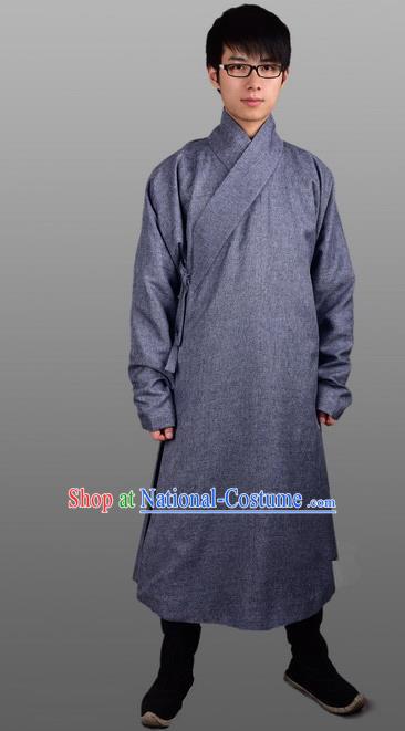 Chinese Ancient Traditional Ming Dynasty Swordsman Costumes Grey Robe for Men