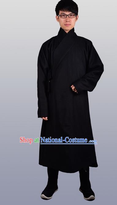 Chinese Ancient Traditional Ming Dynasty Swordsman Costumes Black Robe for Men