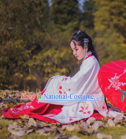 Chinese Ancient Palace Lady Hanfu Han Dynasty Imperial Concubine Queen Embroidered Historical Costumes