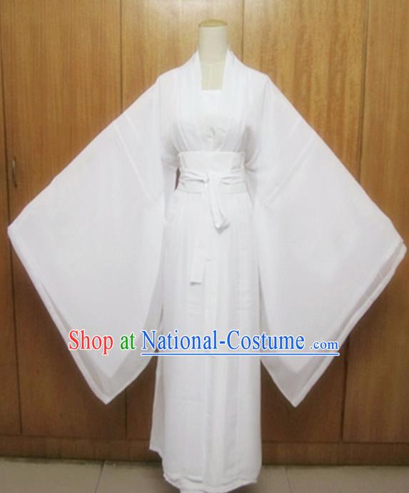 Traditional Chinese Tang Dynasty Costume Ancient Princess White Hanfu Dress for Women